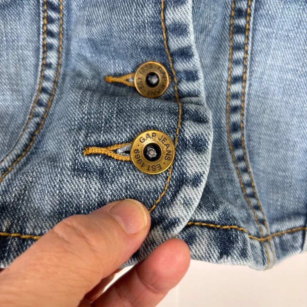 Y2K Gap‎ Jeans Vest Girls Size L (10) Denim Blue Button Adjustable Back